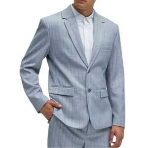 NOVA MEN Roswel Textured Gray Pinstripe Suit Blazer Jacket Size M (40)